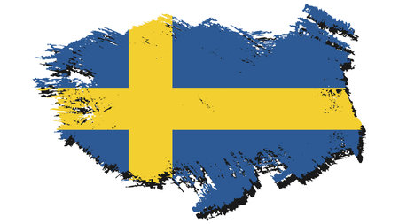Flag of Sweden in grunge style. Brush stroke. Vector illustration.のイラスト素材