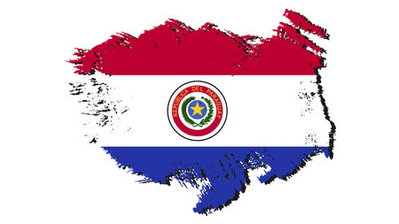 Flag of Paraguay in grunge style with brush strokes. Vector illustration.のイラスト素材