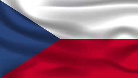 Illustration concept independence symbol icon realistic waving flag 3d colorful of Czechの写真素材