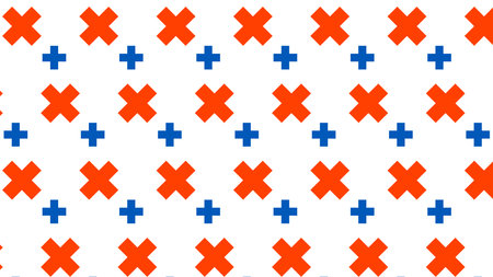 Seamless pattern with red, blue and white crosses on white backgroundのイラスト素材