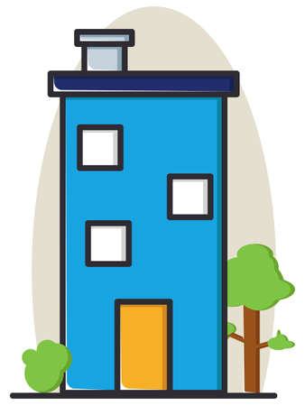 house building on white backgroundのイラスト素材