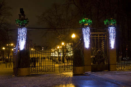 Christmas decorations in park Sokolniki, Moscow, December 2011.のeditorial素材