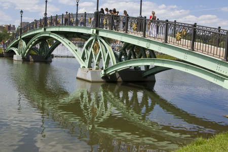 Moscow, Russia - June 20, 2010: bridge in park near palace of queen Ekaterina Second Great in Tsaritsino.のeditorial素材