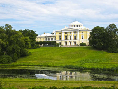 King's palace in park in Pavlovsk, surroundings of St. Petersburg, Russia.のeditorial素材