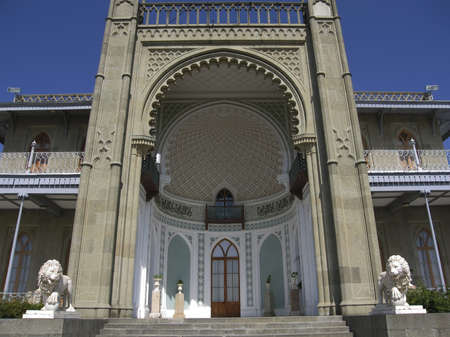 Alupka, Crimea, Ukraine - September 09, 2009: Vorontcovskiy palace in Crimea, build for earl Vorontcov in 1830-1848 years. のeditorial素材