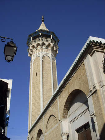 Tunisia, Suss - Febraury 28, 2008: minaret of muslim mosque in town Suss.のeditorial素材