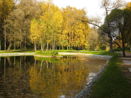 Autumn landscape, recorded in park Sokolniki in Moscow.の写真素材
