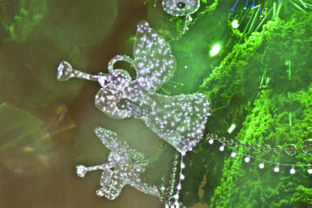 Moscow, Russia - January 08, 2012: angels with tubes on christmas tree near cathedral of Jesus Christ Saviour.のeditorial素材