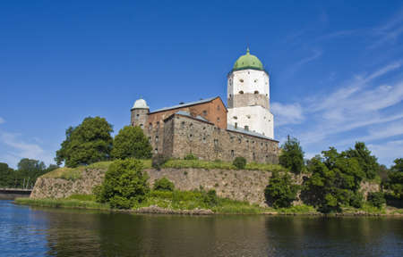 Vyborg, Russia - July 04, 2012: ancient castle on island.のeditorial素材