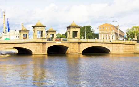 St. Petersburg, Russia - July 14, 2012: Old Kalinkin bridge on river Fontanka, July 14, 2012, in town St. Petersburg, Russia, built in 1788.のeditorial素材
