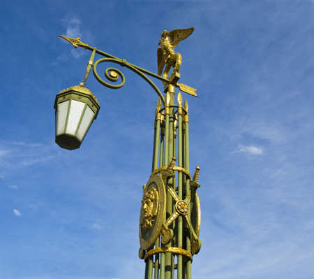St. Petersburg, Russia - July 01, 2012: beautiful street lamp on St. Panteleymonov's bridge on river Fontanka.のeditorial素材