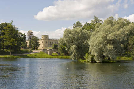 Gatchina, Russia - July 11, 2012: palace of king Pavel I and park in town Gatchina in Russia.のeditorial素材