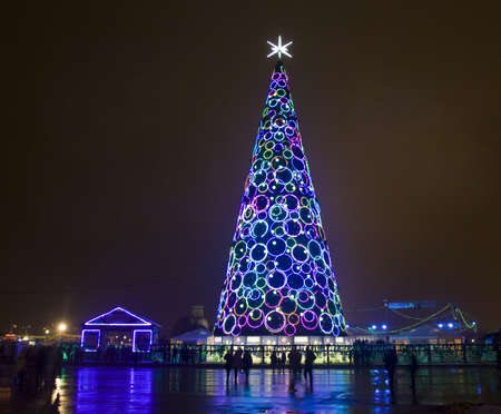 Moscow, Russia - January 01, 2013: Christmas - New year tree on Poklonnaya hill.のeditorial素材