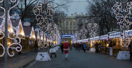 ST. PETERSBURG - DECEMBER 24: Christmas market in Gostinniy dvor square, December 24, 2012, in town St. Petersburg, Russia.のeditorial素材