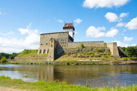 Narva, Estonia - July 21, 2013: middle ages castle in town Narva, Estonia.のeditorial素材