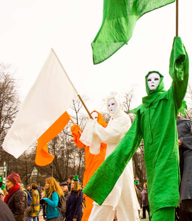 MOSCOW - MARCH 15, 2014: Parade in Irish holiday St. Patrick`s day  in Moscow.