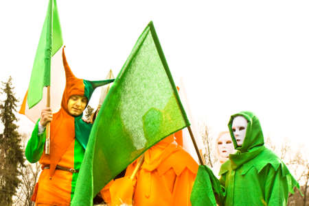 MOSCOW - MARCH 15, 2014: Parade in Irish holiday St. Patrick`s day  in Moscow.のeditorial素材