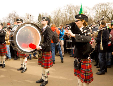 MOSCOW - MARCH 15, 2014: Parade in Irish holiday St. Patrick`s day  in Moscow.のeditorial素材