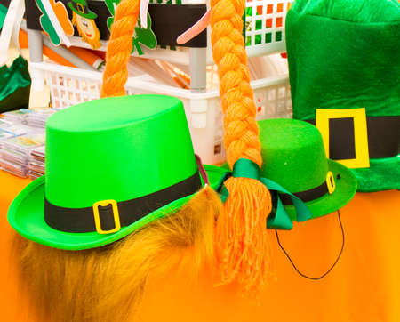 MOSCOW - MARCH 15, 2014: Sale of souvenirs in Irish holiday St. Patricks day  in Moscow.のeditorial素材