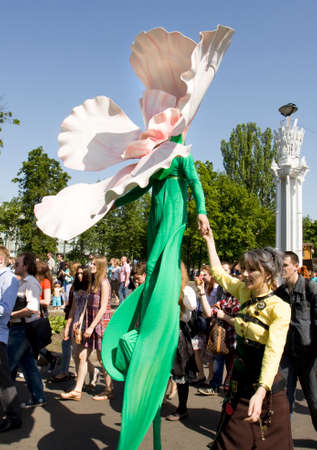 MOSCOW - MAY 18, 2014  carnival and parade Dream flash  2014  Soap bubbles day  in All-Russian Exhibition centre  のeditorial素材