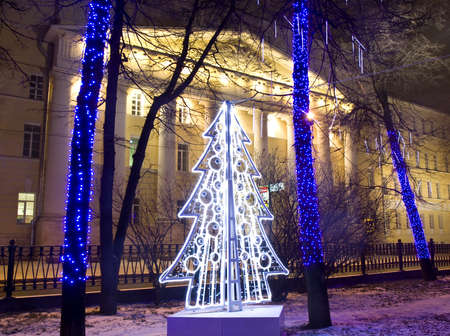 MOSCOW - JANUARY 04, 2014  Christmas tree on Chistoprudniy boulevard のeditorial素材