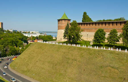 Koromyslova tower of town fortress Kremlin in Nizhniy Novgorod Russia.のeditorial素材