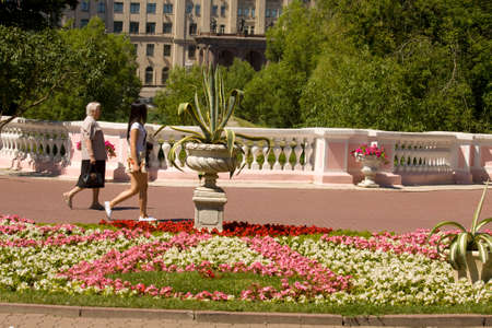 MOSCOW - JUNE 12, 2014: people rest in Lefortovsky park. Lefortovsky park exist from 17 century and was real estate of Russian kings.のeditorial素材