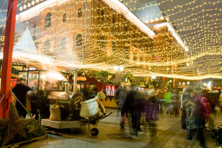 MOSCOW - DECEMBER 21, 2014: Christmas fair (market) on Theatre square.のeditorial素材
