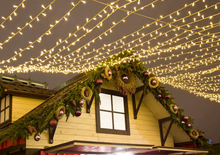 MOSCOW - DECEMBER 21, 2014: Christmas fair (market) on Theatre square.のeditorial素材