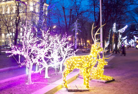 MOSCOW - DECEMBER 22, 2014: Christmas illumination on Tverskoy boulevard street.のeditorial素材