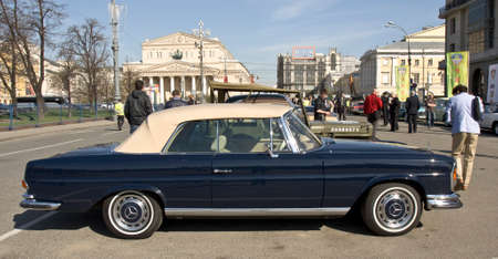 MOSCOW - APRIL 27, 2014: retro car chevrolet corvette of 1970 year on rally of classical cars,...