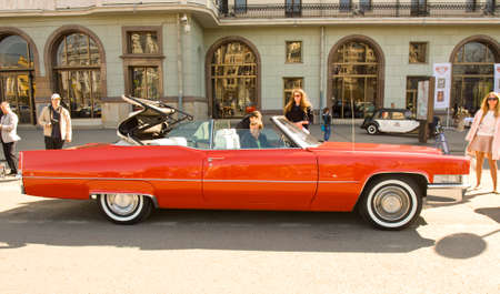 MOSCOW - APRIL 27, 2014: retro car cadillac on rally of classical cars, organized by Russian Club of...