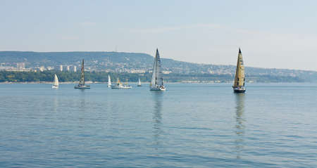 VARNA, BULGARIA -  AUGUST 14, 2015: sailing regatta devoted to birthday of city Varna.のeditorial素材