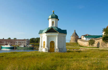 Transfiguration of Jesus Christ Savior Solovetskiy monastery on Solovki islands Solovetskiy archipelago in White sea, Russia,  UNESCO World Heritage Site.のeditorial素材