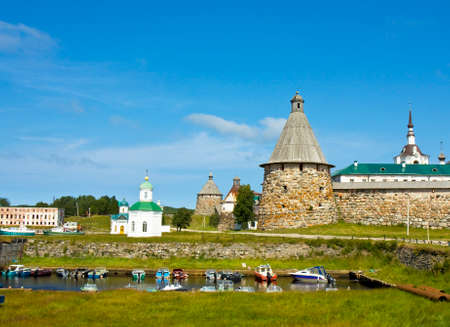Transfiguration of Jesus Christ Savior monastery on Solovki islands Solovetskiy archipelago in White sea, Russia,  UNESCO World Heritage Site.のeditorial素材