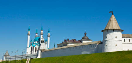 Qol Sharif mosque and Kremlin fortress of town Kazan, capital of republic Tatarstan in Russia. Kremlin of Kazan is UNESCO World Heritade Site.のeditorial素材