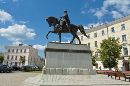 TVER, RUSSIA - JUNE 24: Monument to prince Michael Tverskoy on Soviet square on June 24, 2013 in  Tver, Russia, has been erected in 2008.のeditorial素材
