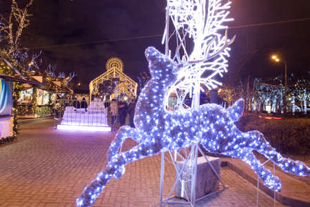 MOSCOW - DECEMBER 22, 2014: Christmas illumination on Tverskoy boulevard street.のeditorial素材