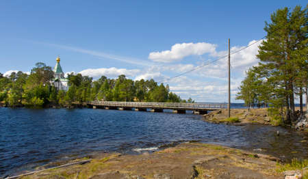 Saint Nicholas cell of Transfiguration of Jesus Christ monastery Island Valaam on North of Russia on Ladoga lake.の写真素材