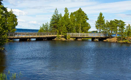 Landscape of island Vallam on Ladoga lake on North of Russia.の写真素材