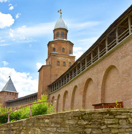 Middle ages Kremlin fortress in town Great Novgorod in Russia.