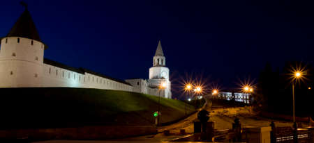 Town fortress Kremlin at night in Kazan, capital of republic Tatarstan in Russia, ihas been designated by UNESCO as World Heritage Siteのeditorial素材