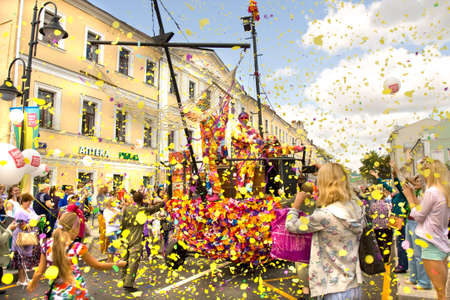 MOSCOW - AUGUST 23, 2014: Street festival devoted to reconstruction of Pyatnitskaya street in...