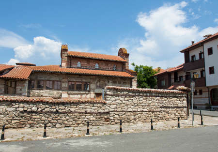 Ruins of St. Sophia church of 9 century in old historical centre of the town Nesebar  Nesabar, Bulgaria.の写真素材
