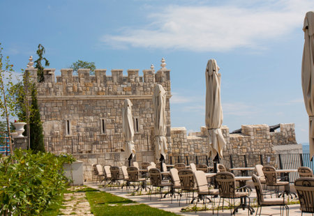 ST. CONSTANTINE AND HELENA, BULGARIA -JULY 16, 2019: Hotel Villa Chinka, Saints Constantine and Helena resort.のeditorial素材