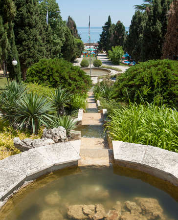 GOLDEN SANDS, BULGARIA - JUNE 02, 2015: Park of Melia hotel, Golden Sands, Bulgariaのeditorial素材