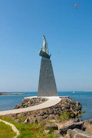 NESEBAR, BULGARIA - JUNE 07, 2019: monument near entrance to old historical centre of the town Nesebar, UNESCO World heritage site.のeditorial素材