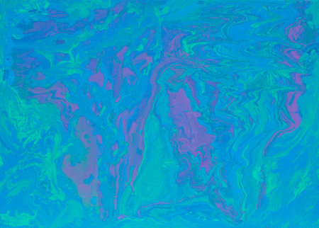 Spring in blue, purple and turguoise colours abstract painting