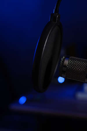 Microphone record  Music concept in studio with classic guitar