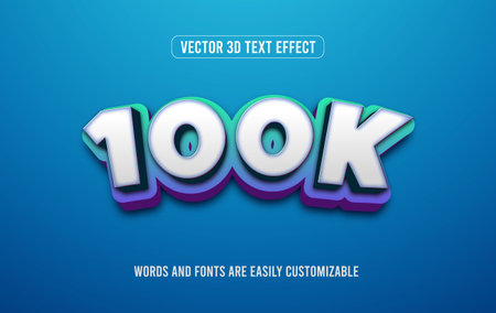 100k subscriber 3d editable text effect styleのイラスト素材